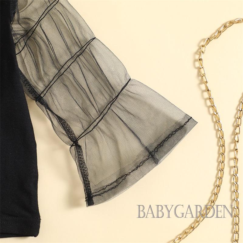 Set Áo Thun Tay Dài & Váy Da PU Cho Bé Gái 6 Tháng-4 Tuổi