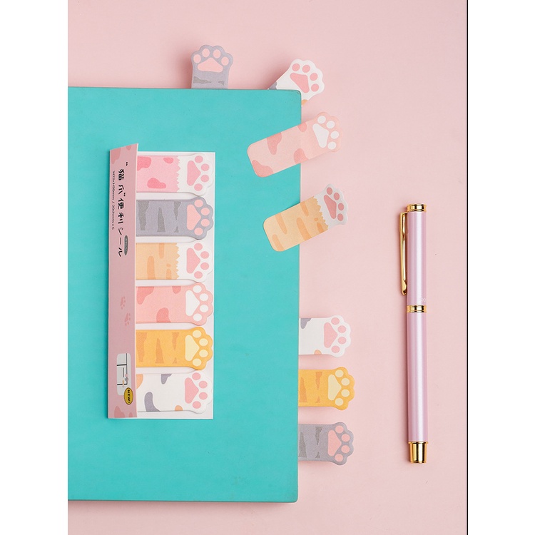 Set 120 Tấm Hình Dấu Chân Mèo Dễ Thương Ghi Chú Đánh Dấu Trang Sách Tiện Dụng