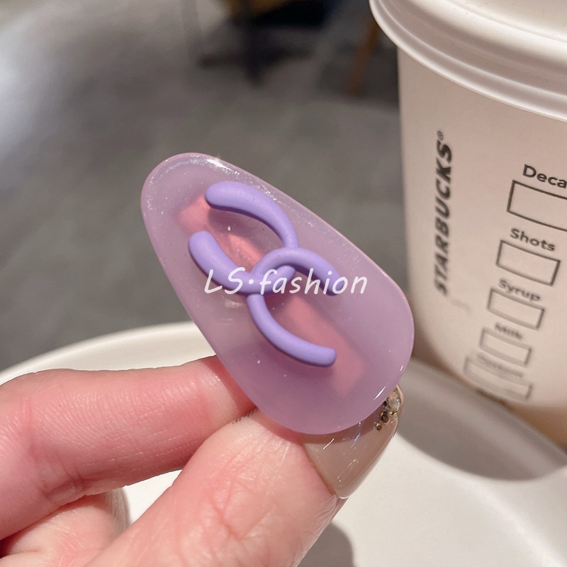Kẹp Tóc Acrylic Màu Tím In Chữ Phong Cách Hàn Quốc Dễ Thương Dành Cho Nữ