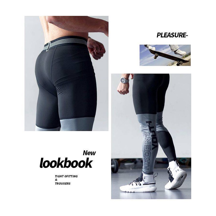 2023 New Fitness Tights Men's Basketball High Elastic Quick-Drying Compression Pants Sports Running Workout Ankle Length Pants Base V9pM