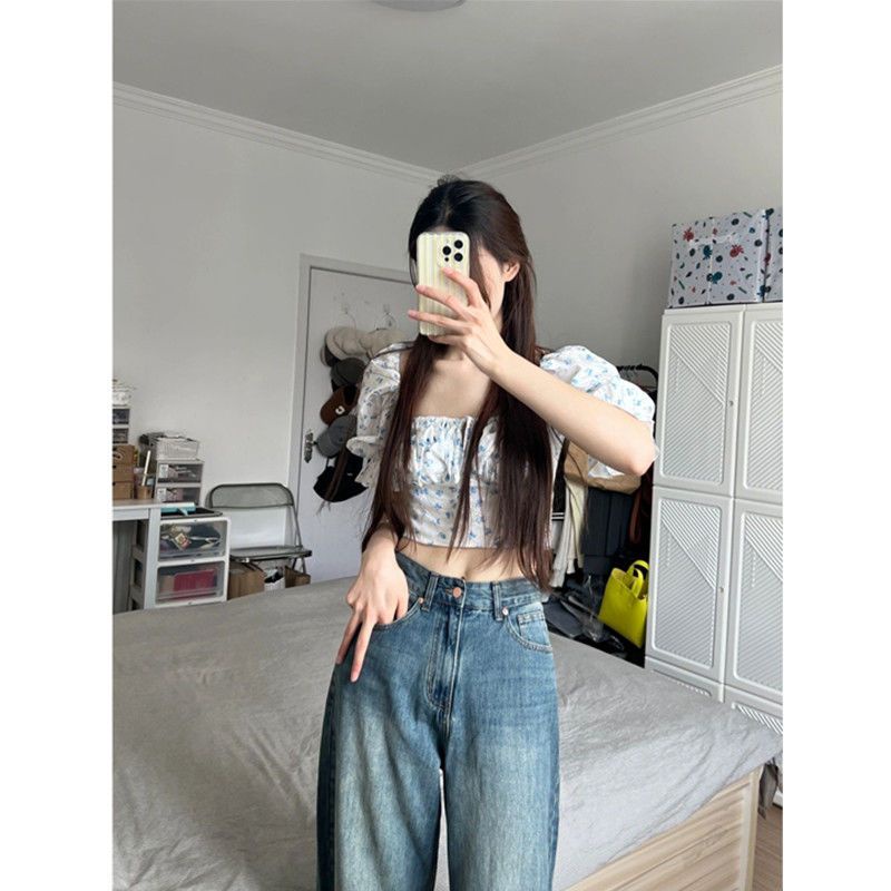 COZOK Quần Jean Dài Ống Rộng Lưng Cao Kiểu vintage Thời Trang Xuân Thu Cho Nữ