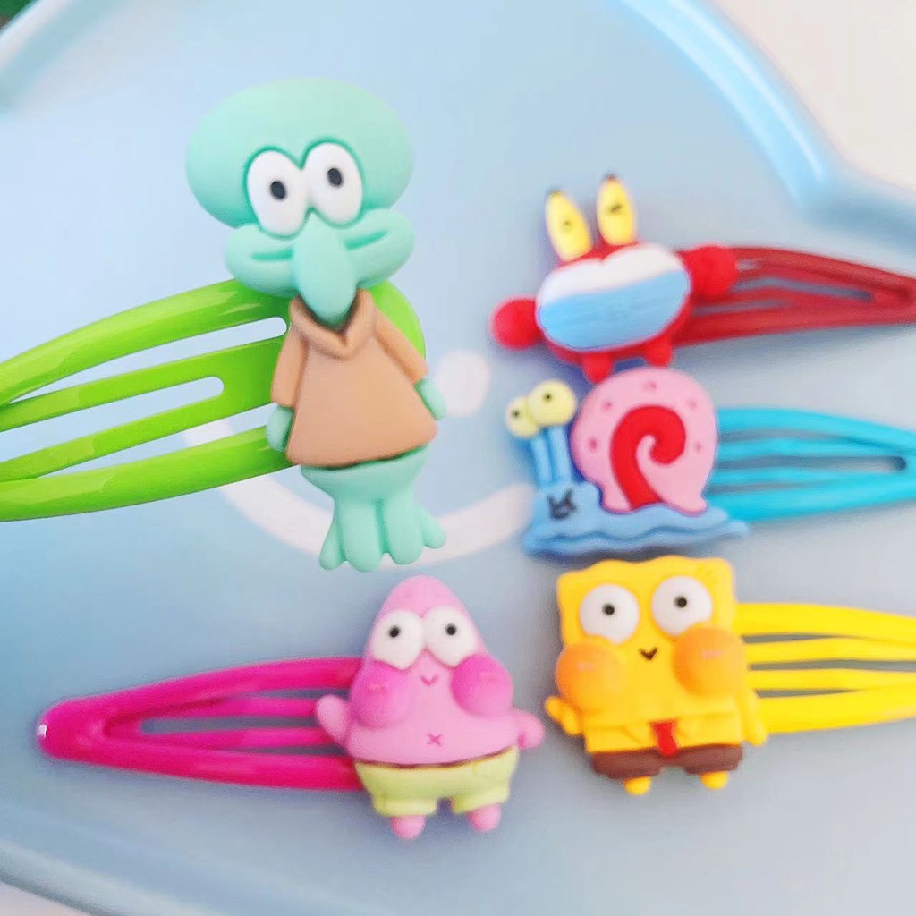 Ellen Kẹp Tóc Hình SpongeBob SquarePants Patrick Star Gary the Snail Hoạt Hình Cá Tính Thời Trang Cho Nữ