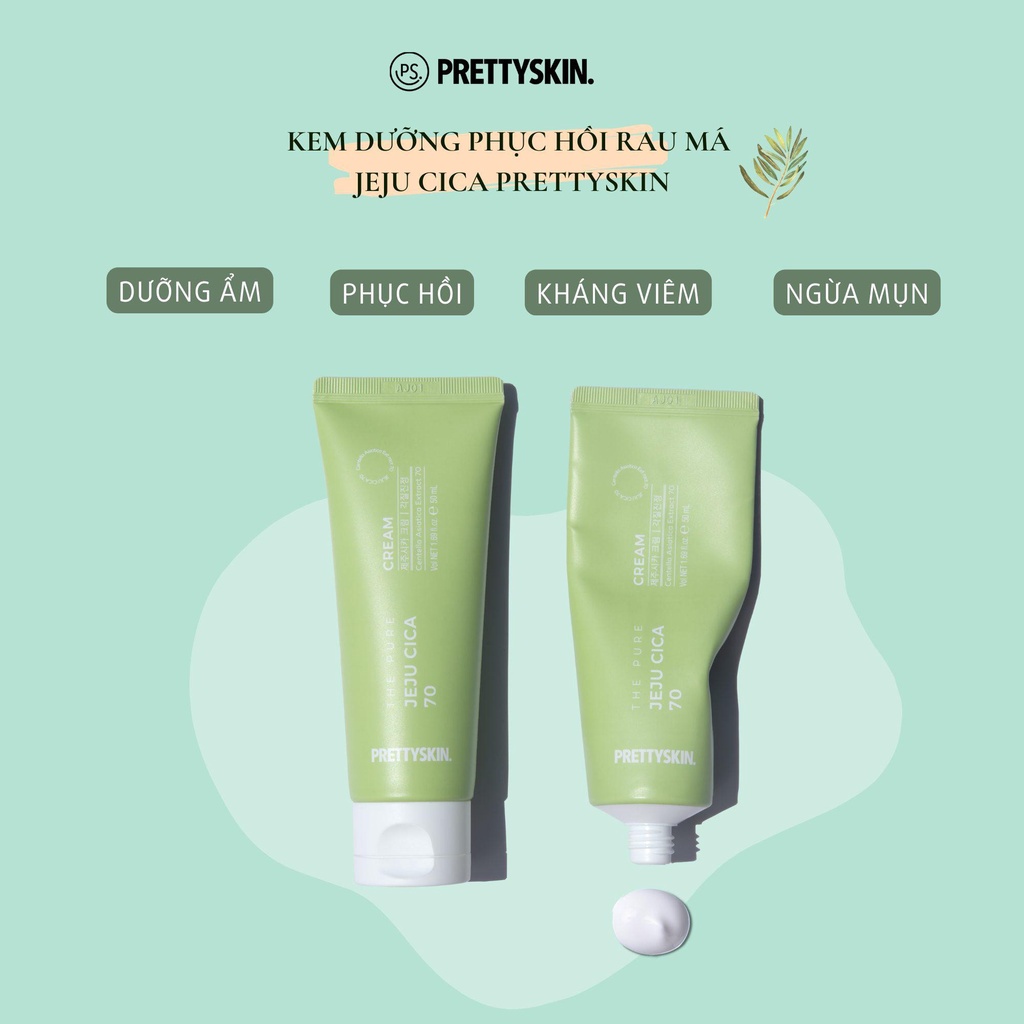 Kem Dưỡng PrettySkin Làm Dịu Da Chiết Xuất Rau Má Jeju Cica 50ml
