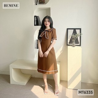 Đầm thiết kế viền ziczac cổ sen BEMINE MT6335