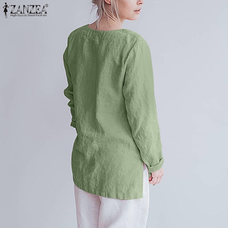 Áo nữ ZANZEA tay dài cổ chữ V thời trang quyến rũ