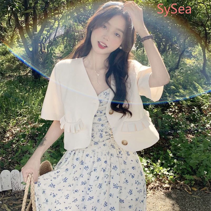 Áo Kiểu Tay Ngắn Cổ Chữ V Phối Ren Thời Trang Mùa Hè Cho Nữ