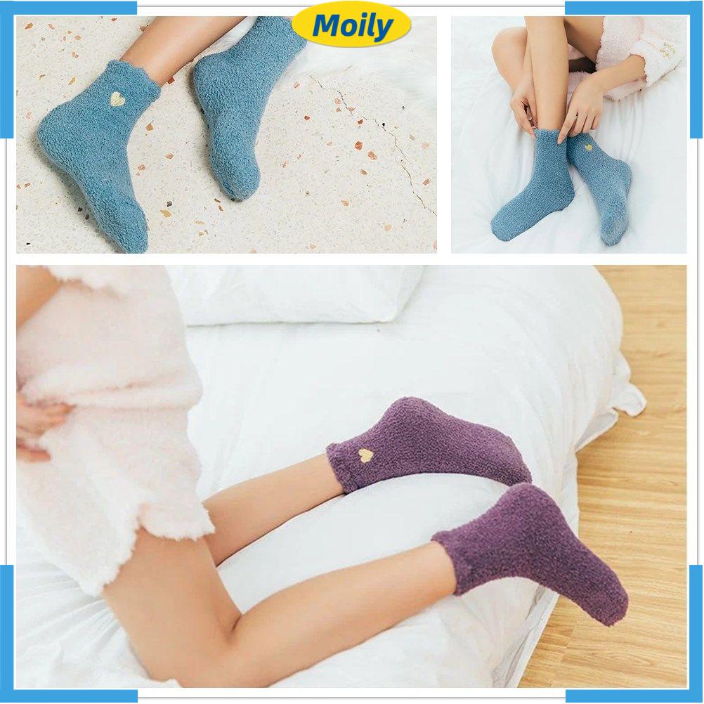 Vớ bông mềm mại giữ ấm mùa đông họa tiết trái tim xinh xắn cho nữ