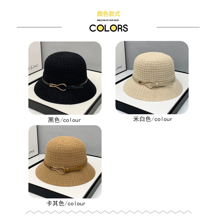 Mũ Bucket Dệt Kim Chống Nắng Thoáng Khí Thời Trang Xuân Hè Dành Cho Nữ