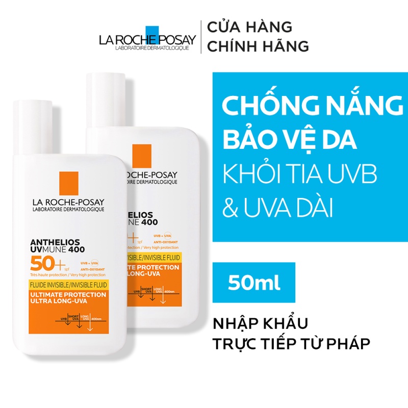 Bộ đôi kem chống nắng bảo vệ da khỏi tia UVA dài và UVB La Roche-Posay Anthelios UV Mune 400 50ml