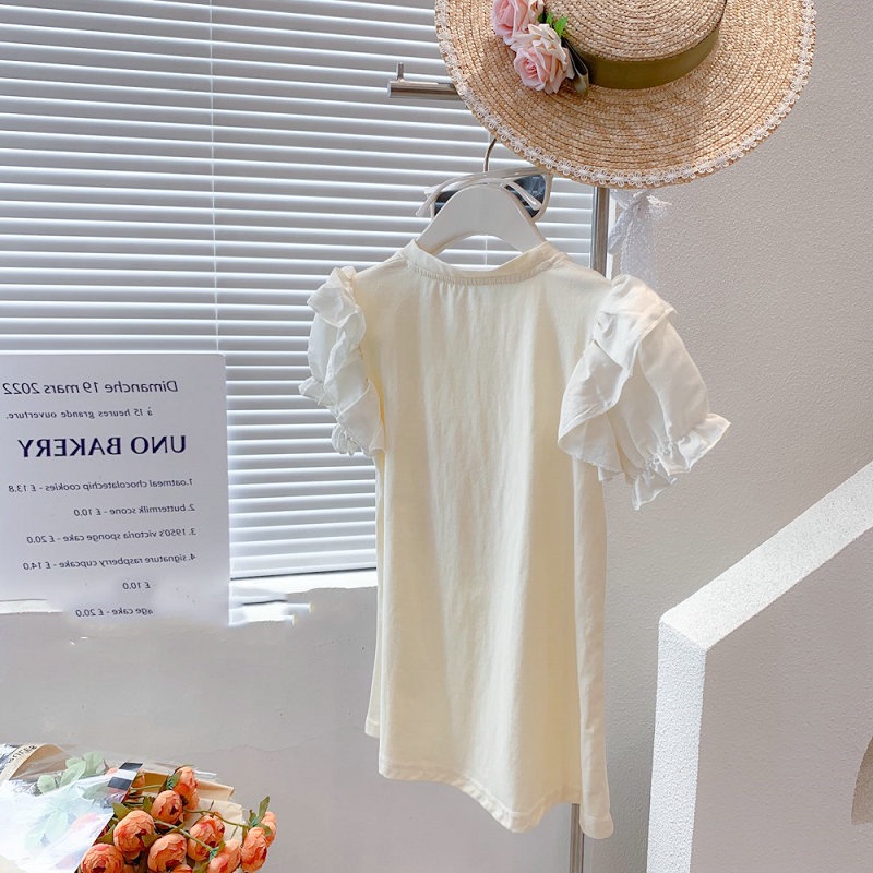 Đầm Thun Dài Thắt Nơ Tay Bay Ba Chiều Thời Trang Mùa Hè Mới Dành Cho Bé Gái 1-6 Tuổi