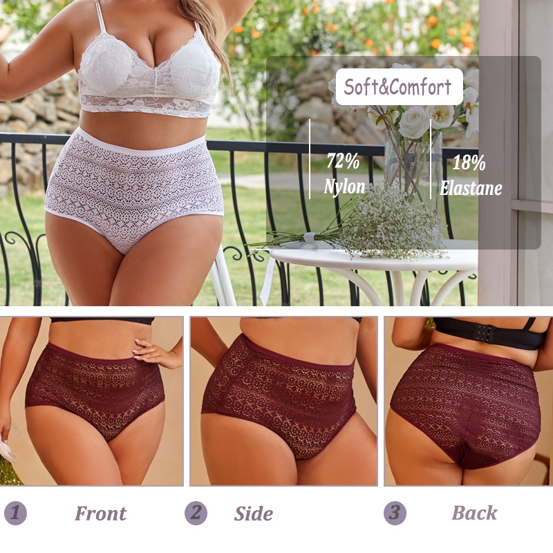 Take Talk 1 Quần Lót Lưng Cao Trong Suốt Co Giãn Thoáng Khí Cỡ Lớn XL-5XL Thời Trang Quyến Rũ Cho Nữ