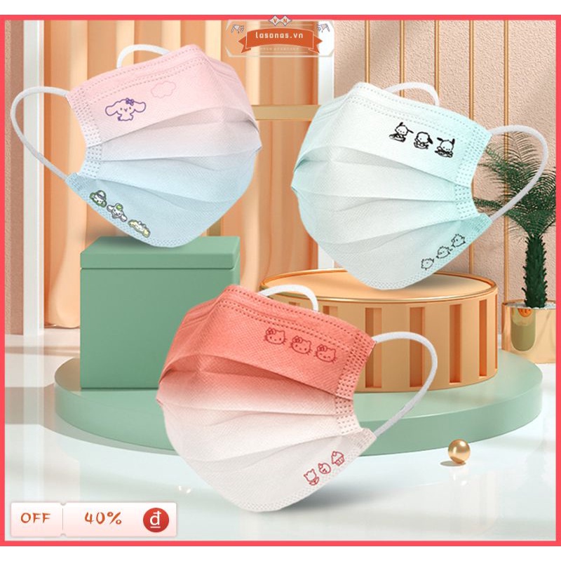 10 Chiếc Khẩu Trang In Họa Tiết Chó Mèo Kitty Hoạt Hình Màu Gradient Dùng Một Lần Khẩu Trang Bảo Vệ Chống Nắng Cho Nam Nữ
