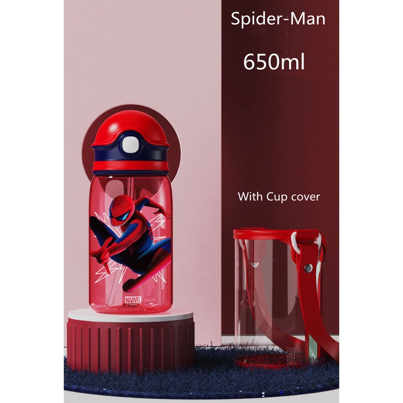 Disney Bình Nước Thể Thao Hình Mickey / Người Nhện Kèm Ống Hút Tiện Dụng Cho Bé