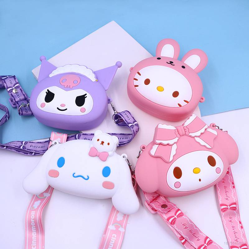 SANRIO Túi Đeo Vai Bằng Silicon Hình Hello Kitty Cho Bé Gái