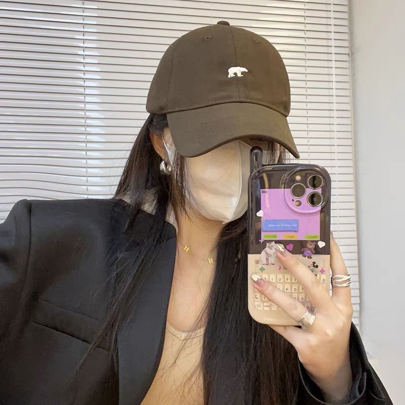 Mũ Lưỡi Trai Thêu Hình Gấu Bắc Cực Phong Cách Retro