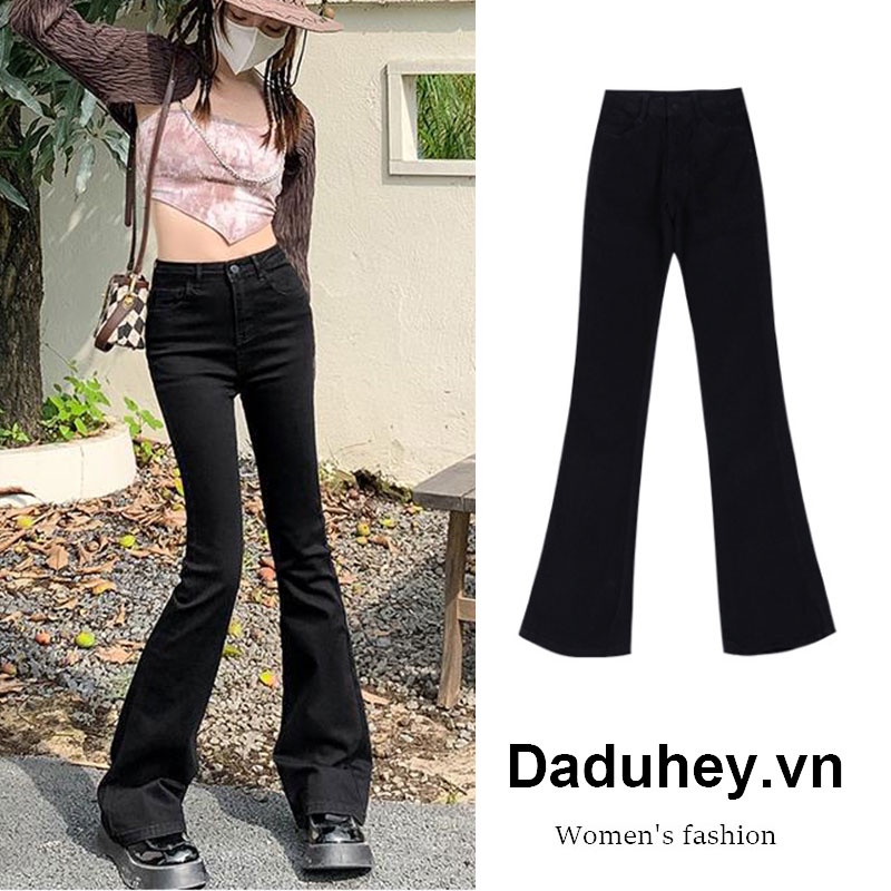 DaDuHey 2023 new Korean version of ins stretch women's jeans niche high waist micro flared pants large size trousers