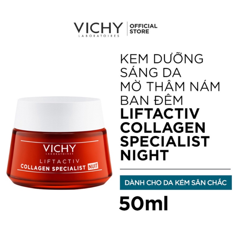 Bộ sản phẩm giảm thâm nám, đốm nâu và dưỡng da, làm sáng da ban đêm Vichy Liftactiv Collagen Specialist nuit