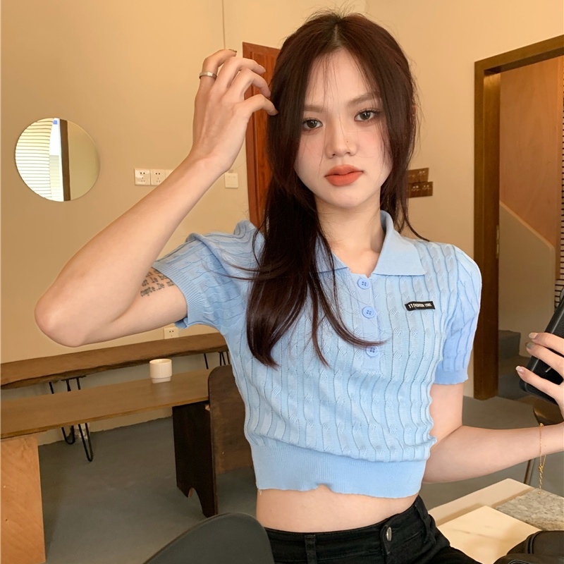 COZOK Áo Thun Dệt Kim Ngắn Tay Cổ Polo Thời Trang