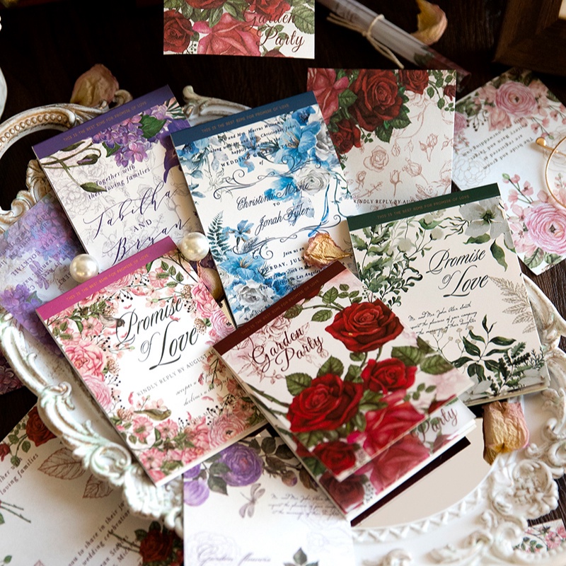 Set 30 Tấm Giấy Họa Tiết Hoa Xinh Xắn Dùng Để Trang Trí Album Thẻ