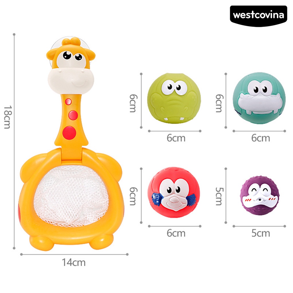 [COD]♋1 Bộ Đồ Chơi Nhà Tắm Bóng Rổ Hoạt Hình Bóp Lưới Cá Không Mùi Chống Nước Cho Bé