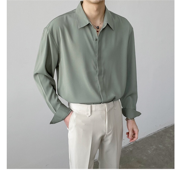 Áo Sơ Mi Nam Dài Tay Dáng Rộng Màu Sắc Thanh Lịch