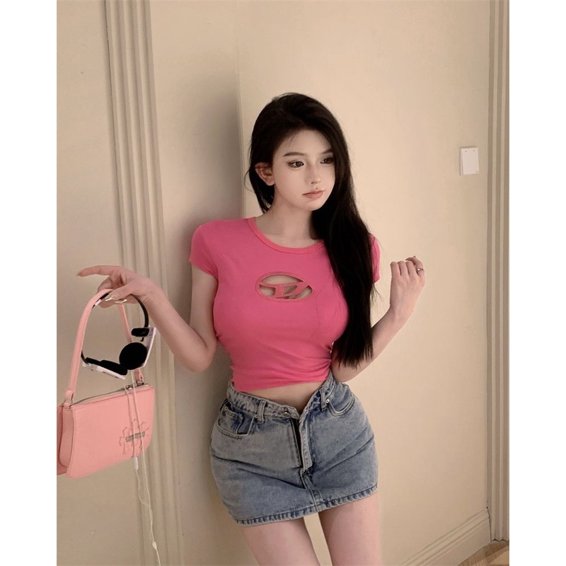 Áo Thun Tay Ngắn Cổ Tròn Dáng Ôm Thời Trang Mùa Hè 2023 Cho Nữ