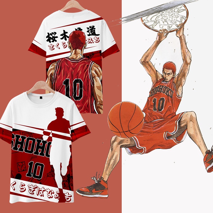 Áo Thun Ngắn Tay In 3D Nhân Vật Truyện Tranh SLAM DUNK Cá Tính