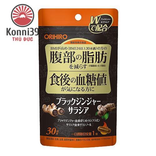 VIÊN UỐNG GỪNG ĐEN SALACIA GIẢM MỠ BỤNG ORIHIRO (GÓI 30 VIÊN - DÙNG TRONG 30 NGÀY)