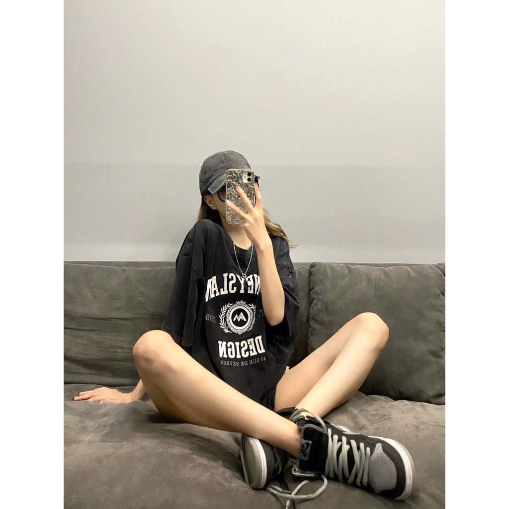 NRVP Áo Thun 100% Cotton Tay Ngắn Dáng Rộng In Họa Tiết Độc Đáo Phong Cách Hàn Quốc Thời Trang Cho Nam Và Nữ