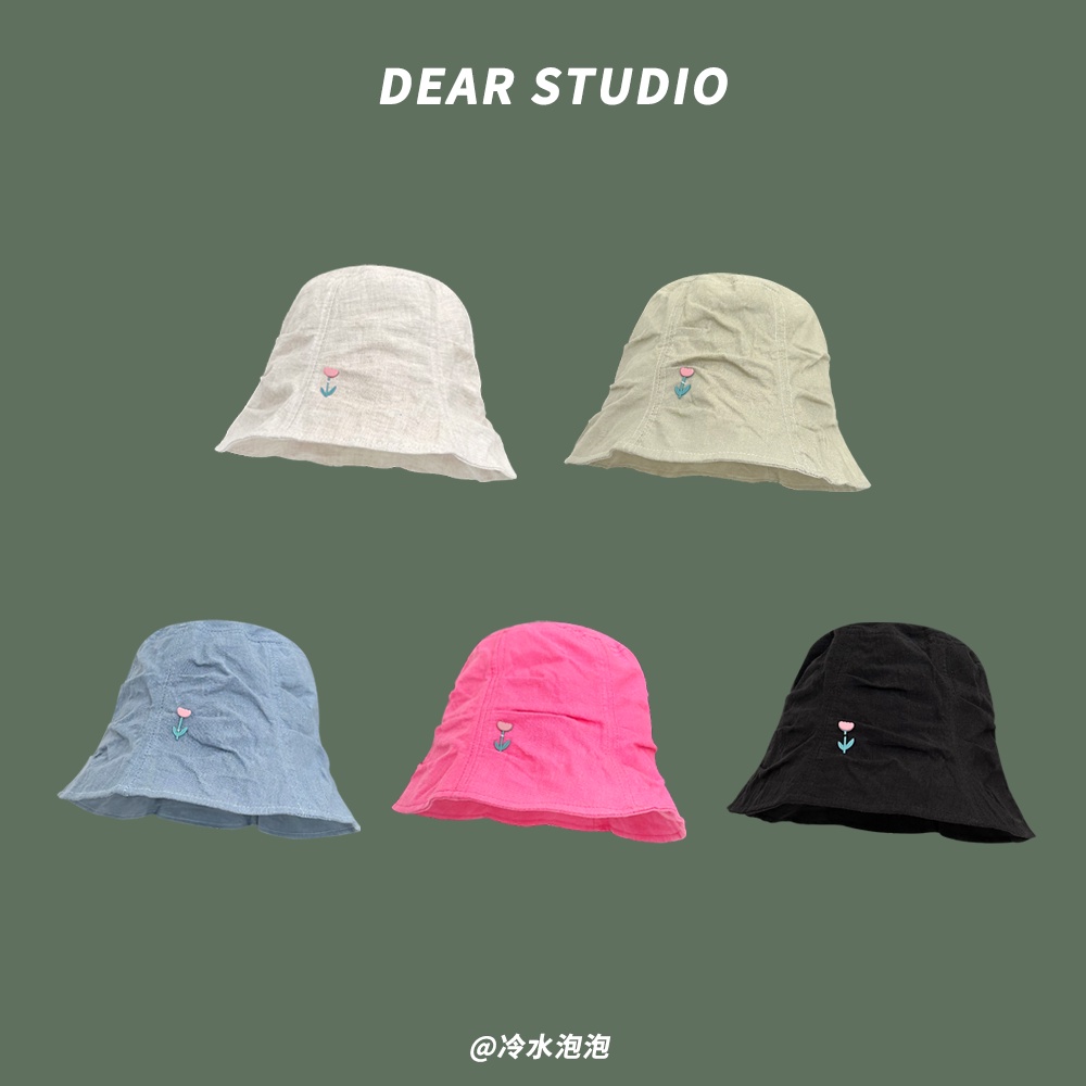 Mũ Bucket Xếp Ly Hình Hoa Tulip Phong Cách Nhật Bản Ngọt Ngào Cho Nữ