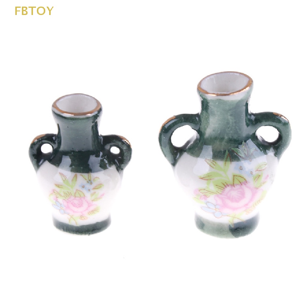 2 Bình Hoa Sứ Mini Truyền Thống Trung Hoa 1: 12 Trang Trí Nhà Búp Bê