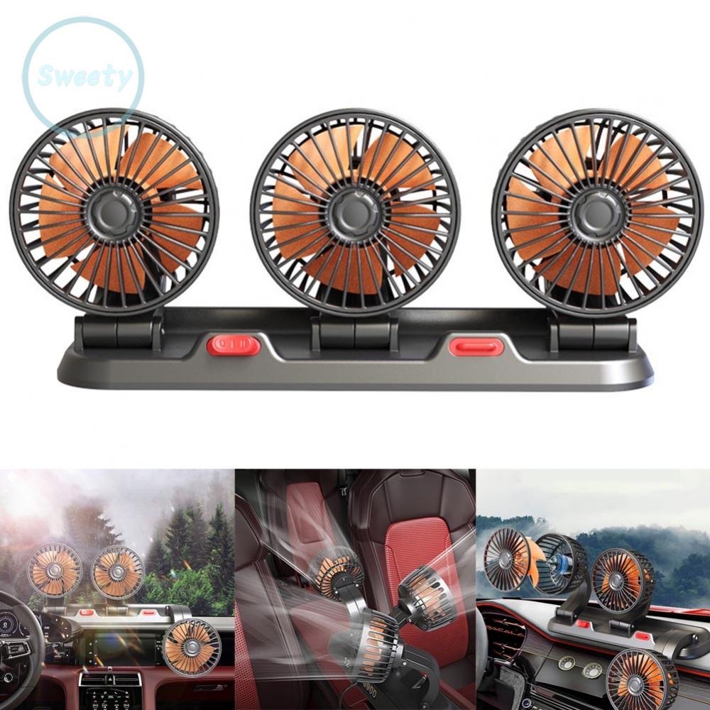 Quạt Xe Hơi 24V Ba Đầu 360 Độ Chất Lượng Cao° Quạt Làm Mát Ba Đầu Xoay Tự Động
