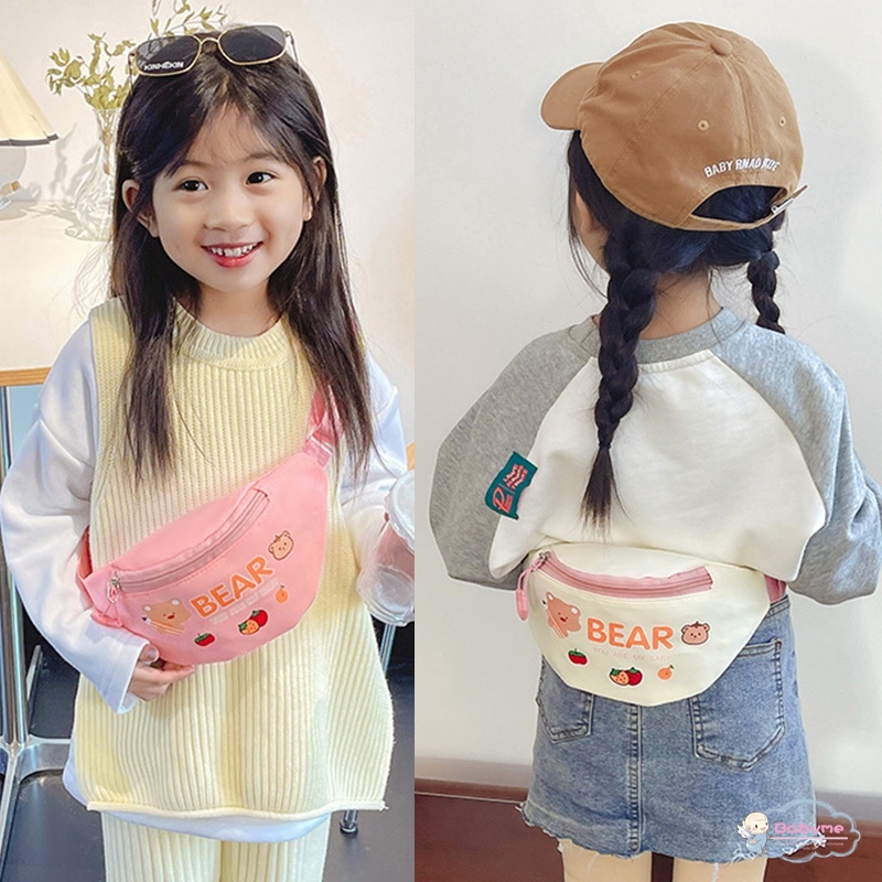 Túi Đeo Chéo Nhỏ Gọn Nhẹ In Họa Tiết Trái Cây / Chữ Hoạt Hình Phong Cách Hàn Quốc Dễ Thương Cho Bé