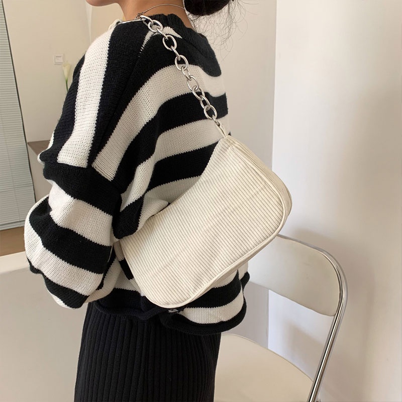 Menas Túi Xách Đeo Vai Vải Nhung Kẻ Cỡ Lớn Phong Cách retro Đơn Giản Hợp Thời Trang Mới Dành Cho Bạn Nữ