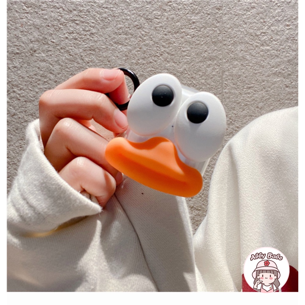 Vỏ Bảo Vệ Hộp Sạc Tai nghe không dây Airpods 1 / 2 / pro Hình Vịt Mắt To Bằng TPU Mềm Trong Suốt Kiểu Hàn Quốc