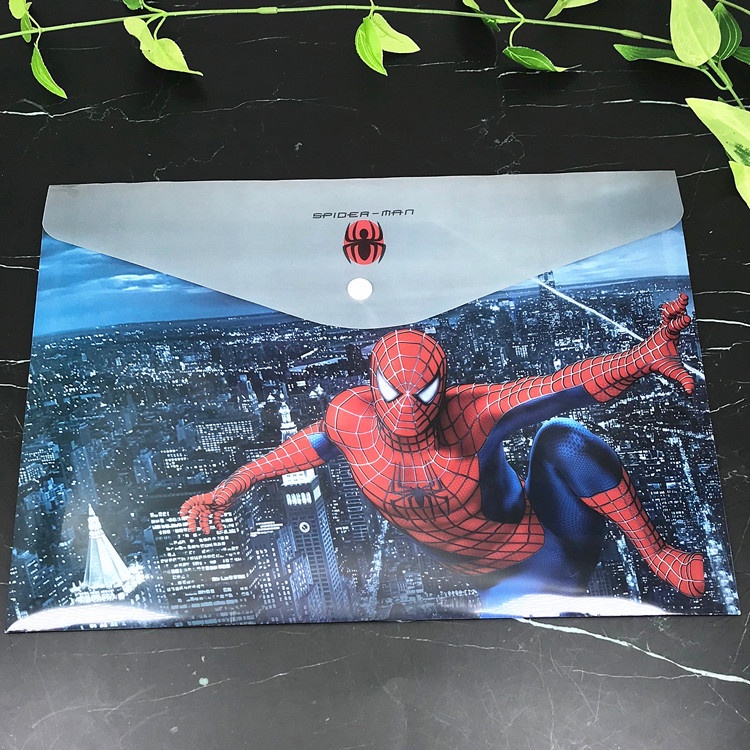 ✍Túi Đựng Tài Liệu a4 2023 FT6J Họa Tiết Hoạt Hình Spiderman Có Khóa Cài Sáng Tạo Cho Bé