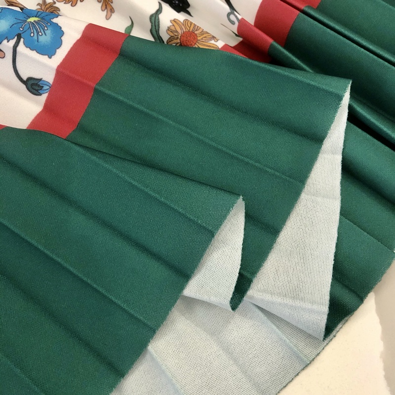 Chân Váy midi Chữ a Lưng Cao Xếp Ly In Họa Tiết Hoa Màu Xanh Lá Phong Cách Hàn Quốc Thời Trang Mùa Hè Xinh Xắn Cho Nữ