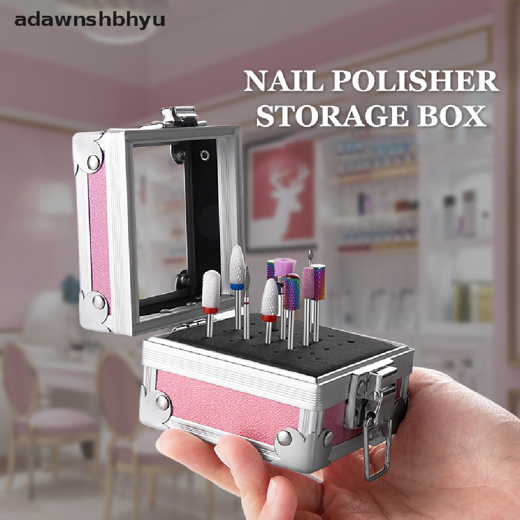 Hộp Kim Loại 25 Lỗ Đựng Đầu Mài Móng Tay Tiện Dụng