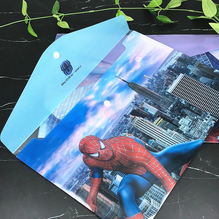 ✍Túi Đựng Tài Liệu a4 2023 FT6J Họa Tiết Hoạt Hình Spiderman Có Khóa Cài Sáng Tạo Cho Bé