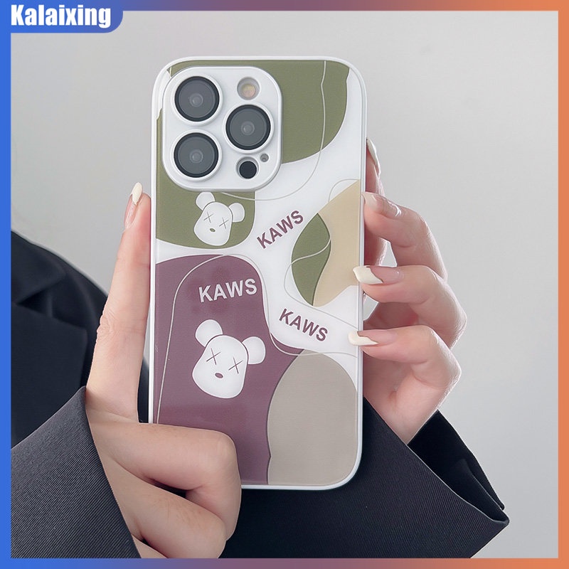 Ốp Điện Thoại Kính Cường Lực In Hình KAWS Đáng Yêu Cho iPhone 14 Pro Max 14 Plus 13 12 Promax