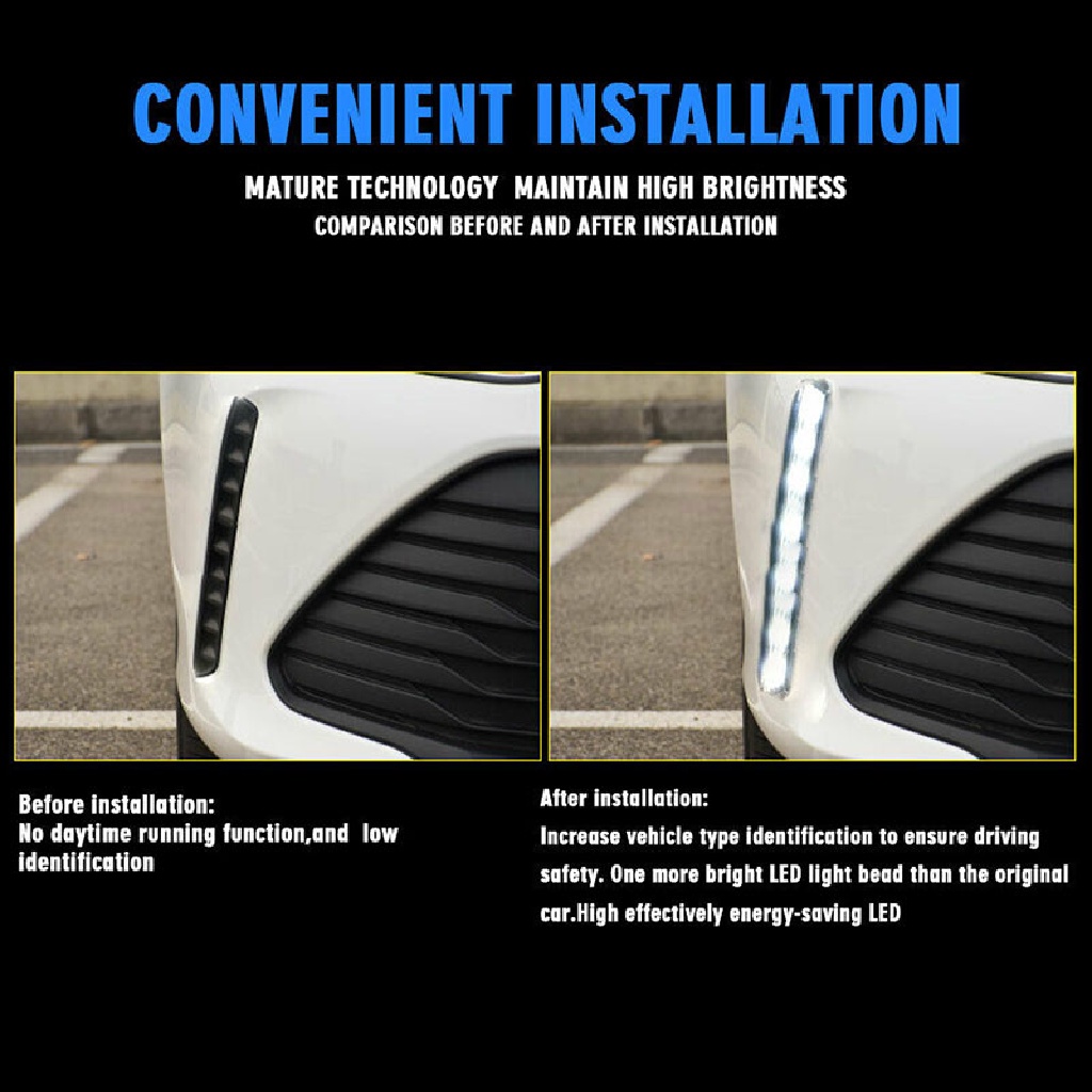 1x 10 Đèn Led 12V DRL COB Chống Nước Sương Mù Chạy Ban Ngày vn Cho Xe Hơi