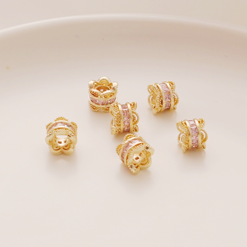 Hạt Xỏ Lỗ Bằng Đồng Mạ Vàng 14K diy Nhiều Màu Sắc Dùng Để Làm Trang Sức