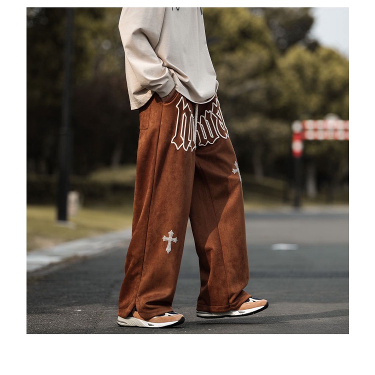 Quần dài MMIOT in họa tiết chữ phong cách đường phố cho nam