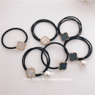 Dây cột tóc cao su hình cỏ bốn lá may mắn đơn giản dễ phối đồ