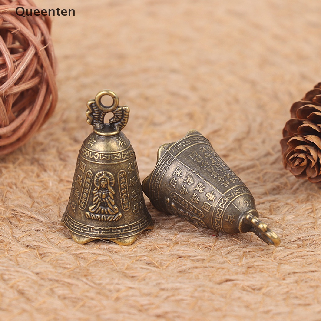 Queenten 1Pc Antique Bell Chinese Mini Sculpture Pray Guanyin Buddha Bell Shui Feng Bell QT