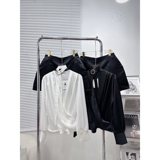 Set áo lụa cổ v vạt chéo quần đùi đen 2 màu basic dễ mặc