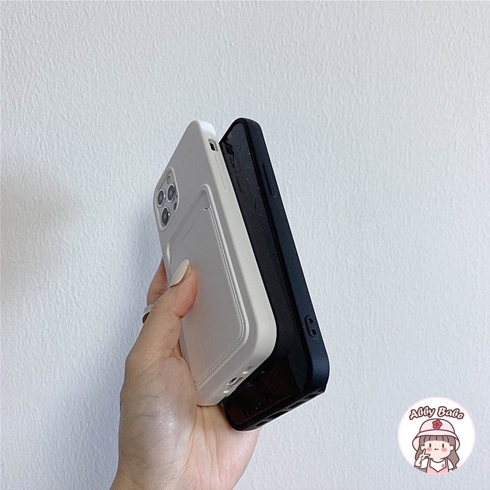 Ốp Điện Thoại Silicon Dẻo Màu Trắng Kèm Ngăn Đựng Thẻ Chống Bụi Bẩn Cho IPhone 14 Pro Max 13 12 11 Pro Max