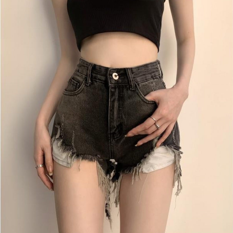 Quần Short Denim Lưng Cao Ống Rộng Rách Gối Thời Trang Mùa Hè Cho Nữ Quần Dài Ôm Chân Thiết Kế Đơn Giản Cá Tính quần jean ngắn nữ quần jean ngắn nữ quần jean trắng ngắn quần jean đen ngắn Quần short sexy Quần short jean bị hỏng