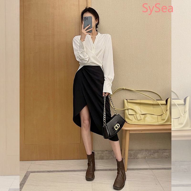 Áo Sơ Mi Tay Dài Cổ Chữ V Đan Chéo Thời Trang Cho Nữ