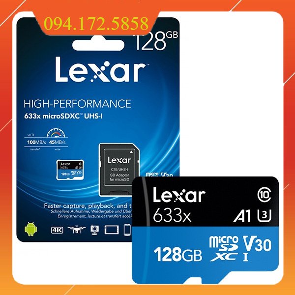 Giá siêu rẻ Thẻ nhớ Micro SD Lexar 128Gb Class 10 Read 100MB/s